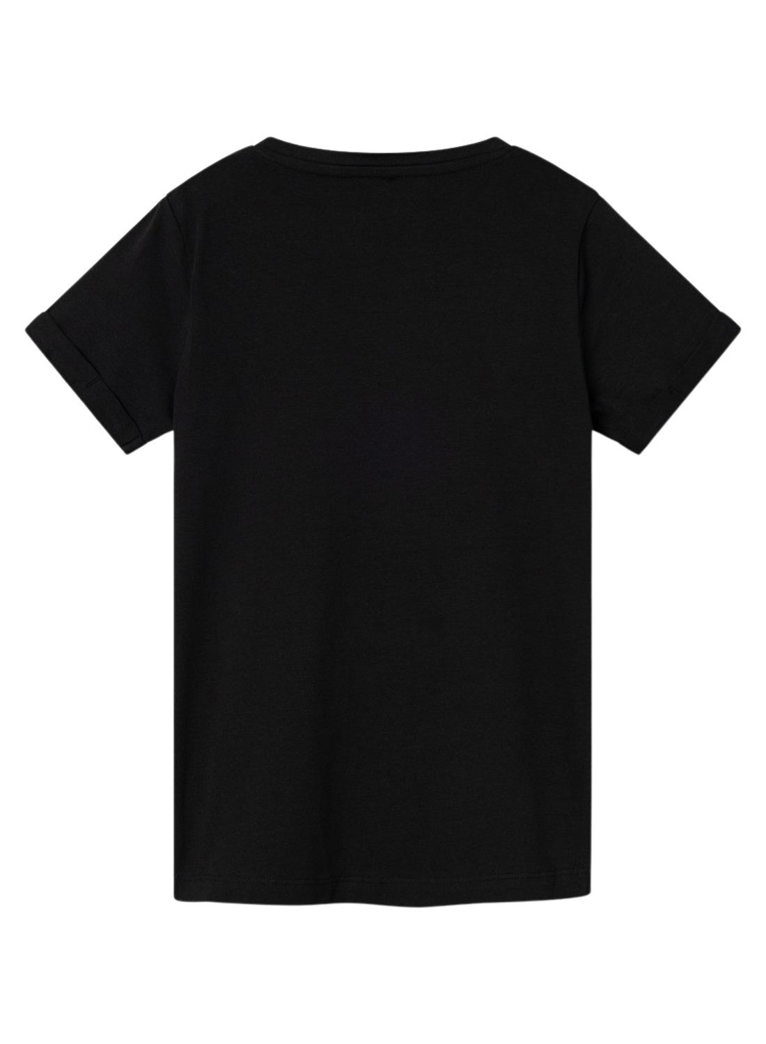 Camiseta Name It Jax Wandinha preta para menina