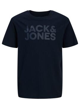 Camiseta Jack and Jones Corp azul marinho para criança