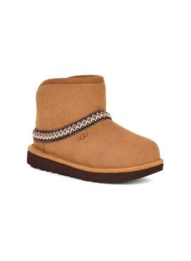Botas UGG Mini Crescent Marrom para menino e menina