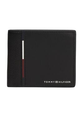 Carteira Tommy Hilfiger casual de couro preto para homem