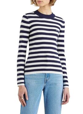 Jersey Levis Rib Batwing listras azul para mulher