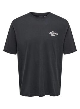 Camiseta Only and Sons Keane preta para homem.