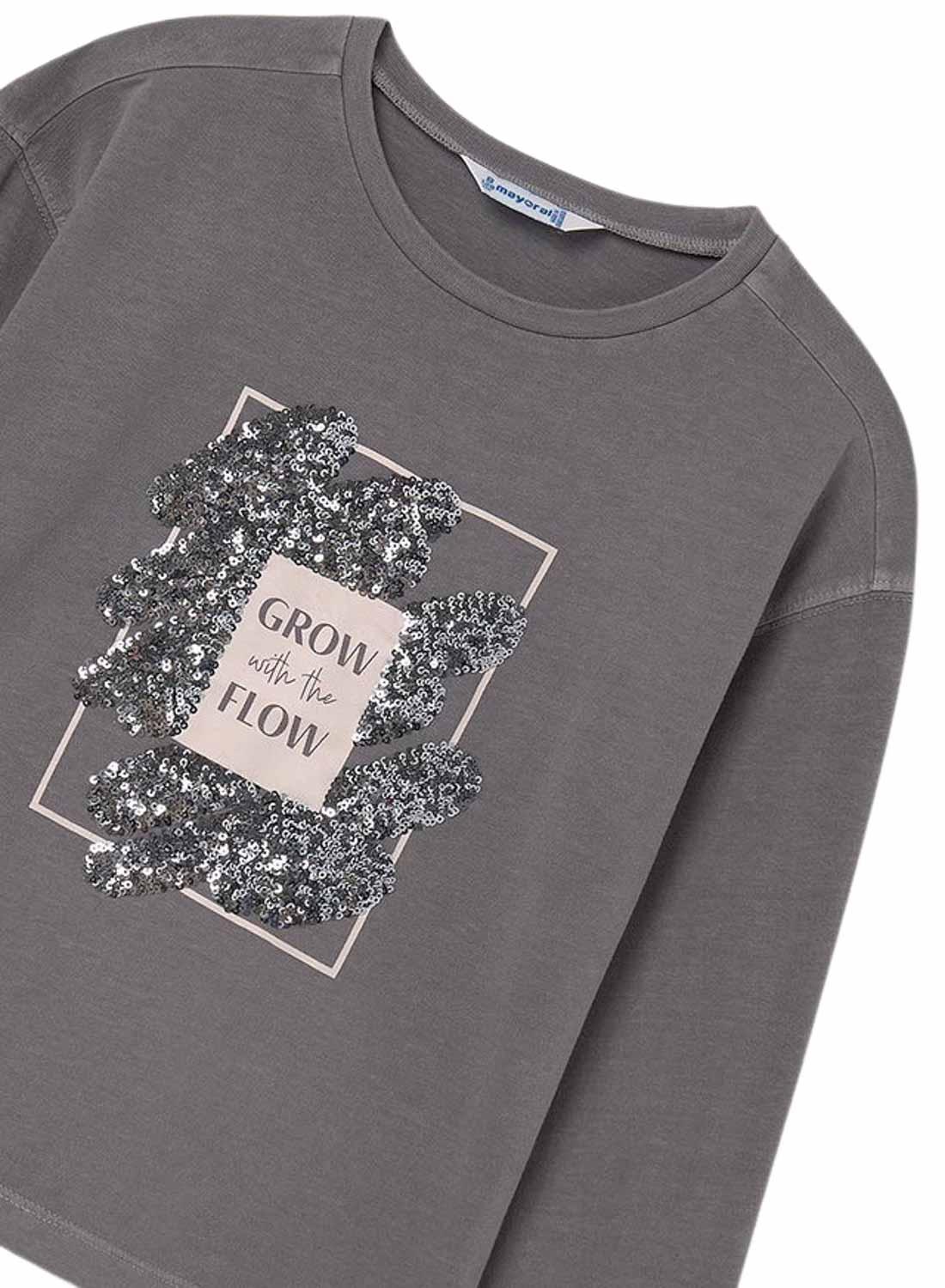 Camiseta Mayoral Lantejoulas Cinza para menina