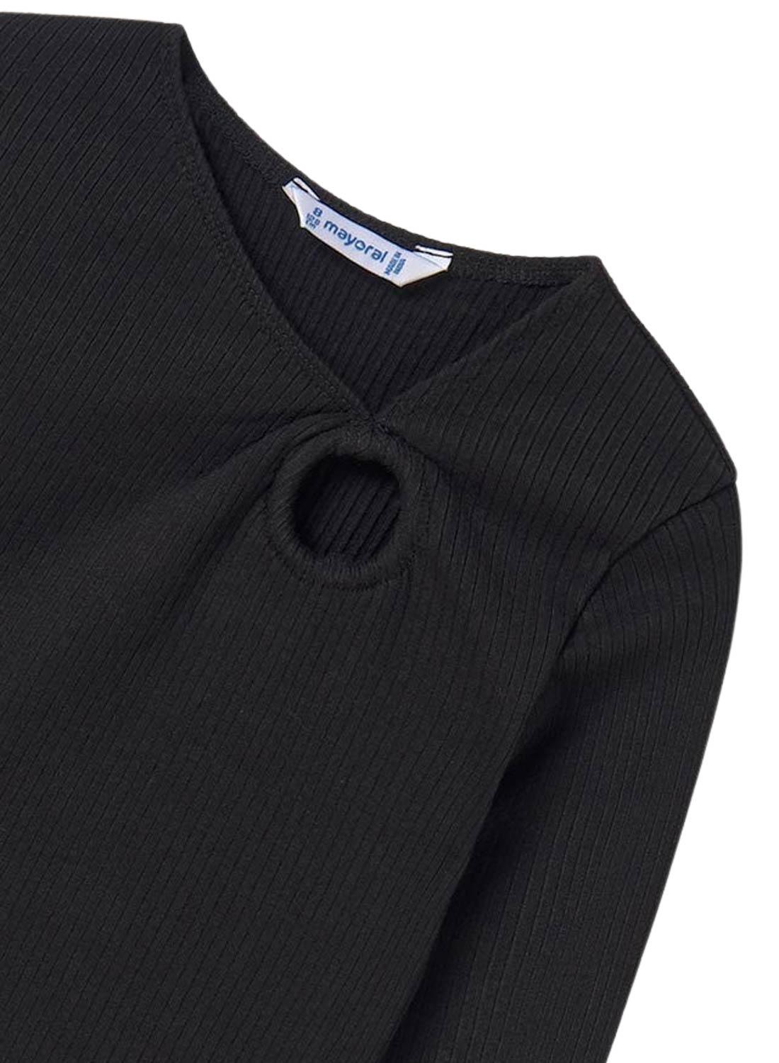 Camiseta Mayoral Franzida Preta para menina