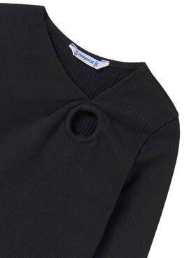 Camiseta Mayoral Franzida Preta para menina