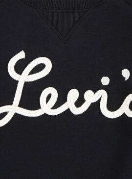 Moletom Levis Mixed Textures preto para menina.