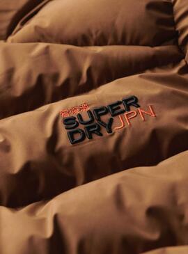 Casaco Acolchoado com Capuz Superdry Castanho para homem