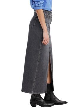 Saia Levis Midi Denim Cinza para mulher