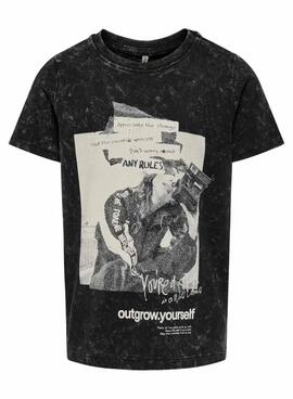 Camiseta Only Pernille Preta para menina