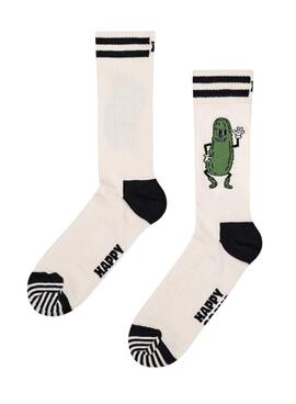Meias Happy Socks Pickles Brancas para mulher e homem