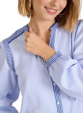 Camisa Naf Naf Cotswold Listrada Azul para Mulher