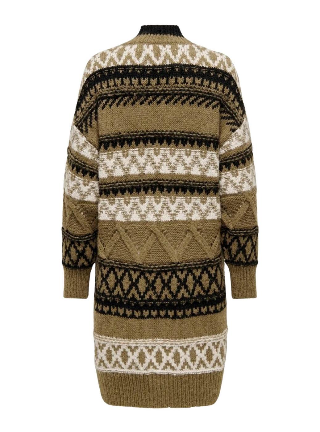 Casaco Only Shirly de malha Jacquard Marrom para mulher