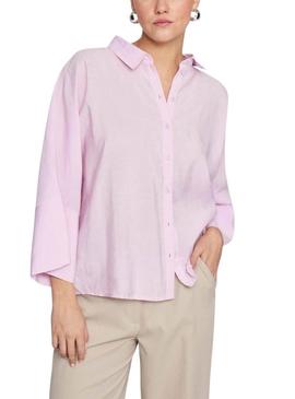 Camisa Vila Viaspyn Loose rosa para mulher.