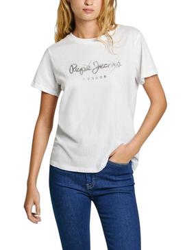 Camiseta Pepe Jeans Leticia branca para mulher.