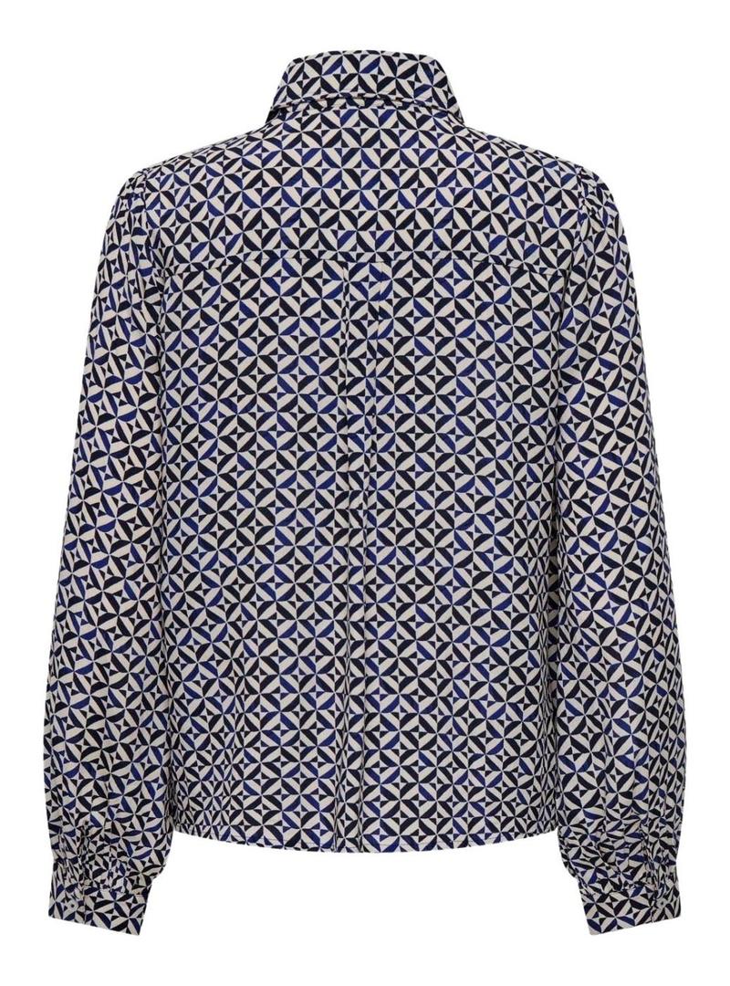 Camisa Only Svea estampada azul para mulher.