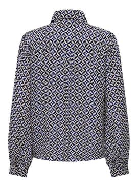 Camisa Only Svea estampada azul para mulher.