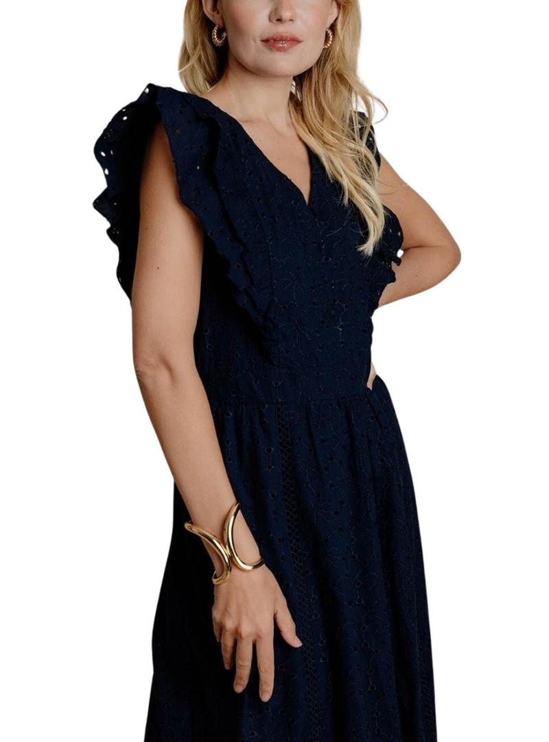 Vestido Naf Naf Barbara azul marinho para mulher.