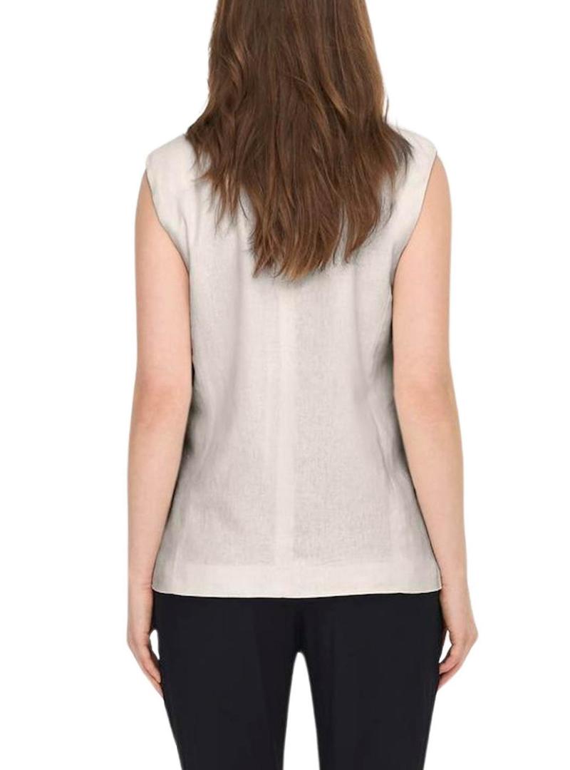 Colete Only Caro em linho bege para mulher.