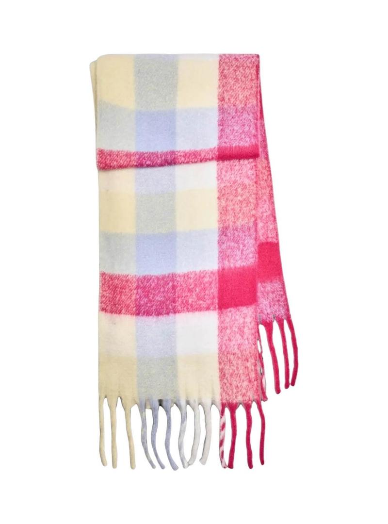 Cachecol Pieces Bea xadrez multicolor longo para mulher