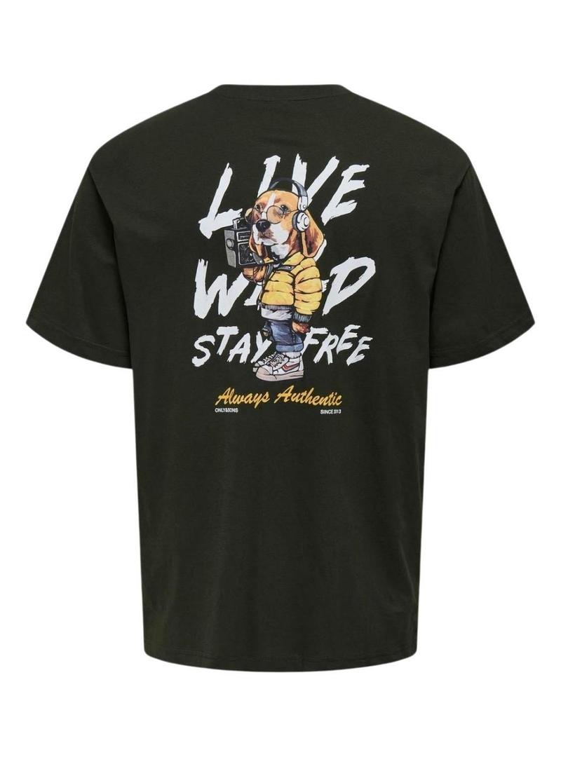 Camiseta Only and Sons Keane verde para homem.