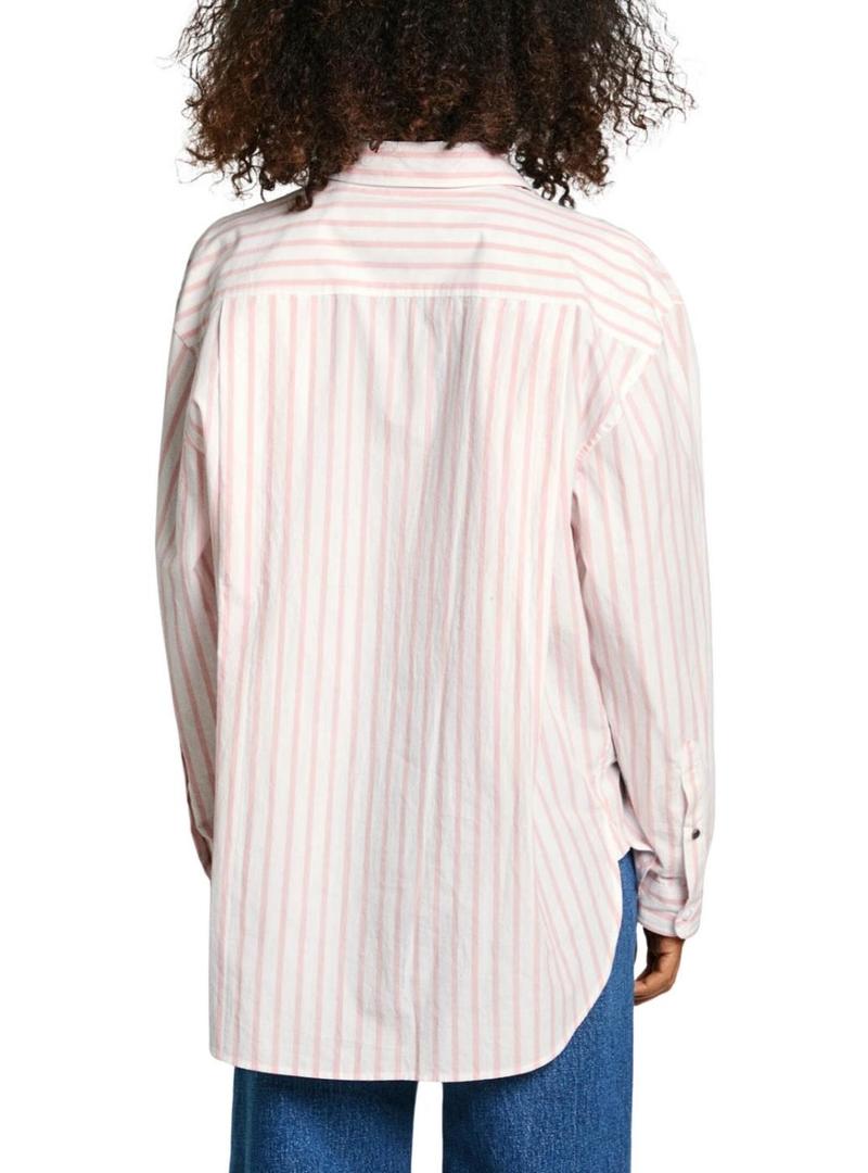 Camisa Pepe Jeans Artemisa listrada rosa para mulher.