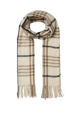 Cachecol Pieces Lesia xadrez bege para mulher