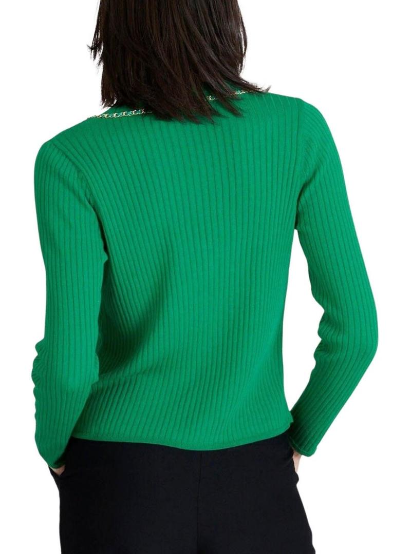 Jaqueta Naf Naf verde com corrente para mulher.