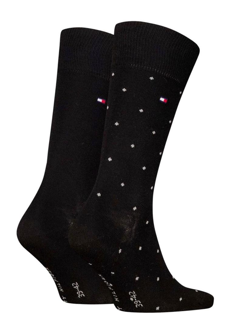 Pacote com 2 pares de meias Tommy Hilfiger com bolinhas pretas para homem.