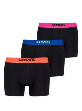 Caixa de presente Levis 3 cuecas preto neon para homem.