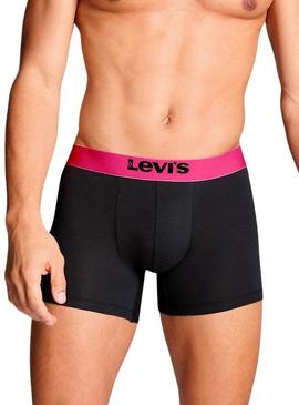 Caixa de presente Levis 3 cuecas preto neon para homem.