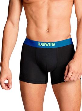 Caixa de presente Levis 3 cuecas preto neon para homem.