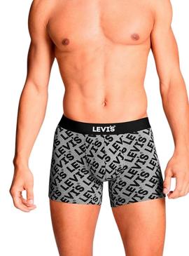 Caixa de presente Levis 3 boxers cinza com logotipo para homem