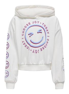 Moletom Only Smile branco para menina.