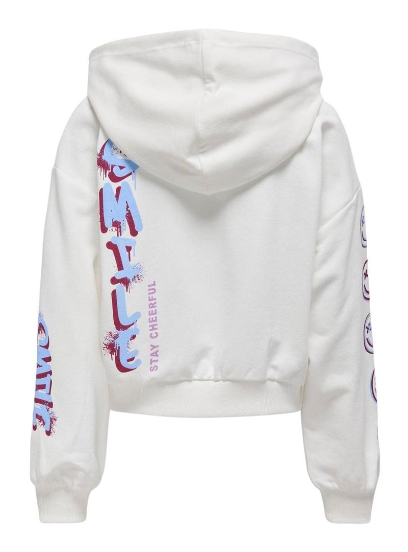 Moletom Only Smile branco para menina.