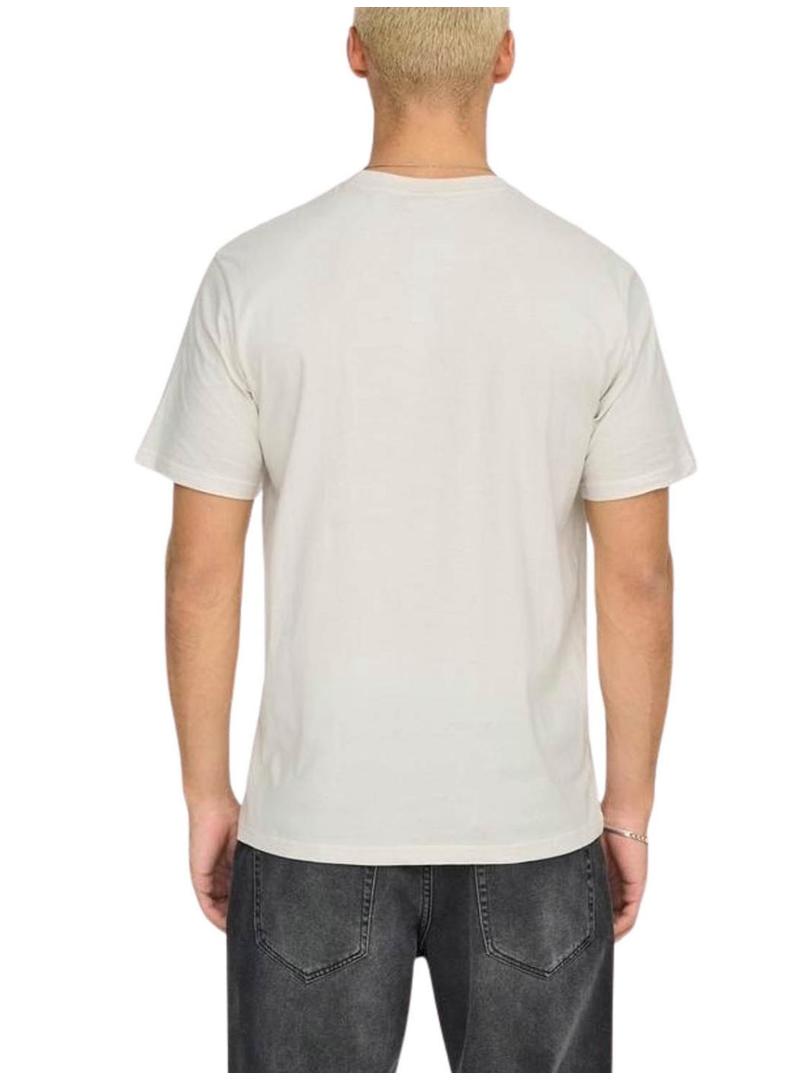 Camiseta Only and Sons Dawson bege para homem.
