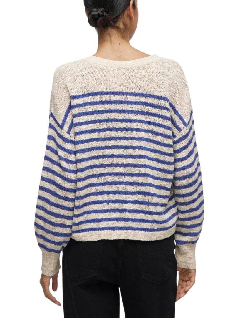 Camisola Vila Vipoca branca e azul para mulher.