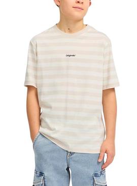 Camiseta Jack and Jones Vesterbro bege para criança.