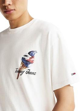 Camiseta Tommy Jeans Novelty sorvete bege para homem