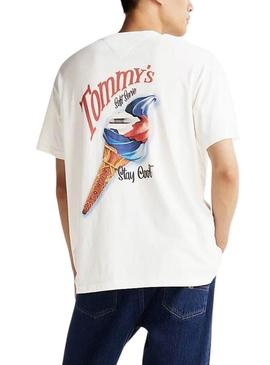Camiseta Tommy Jeans Novelty sorvete bege para homem