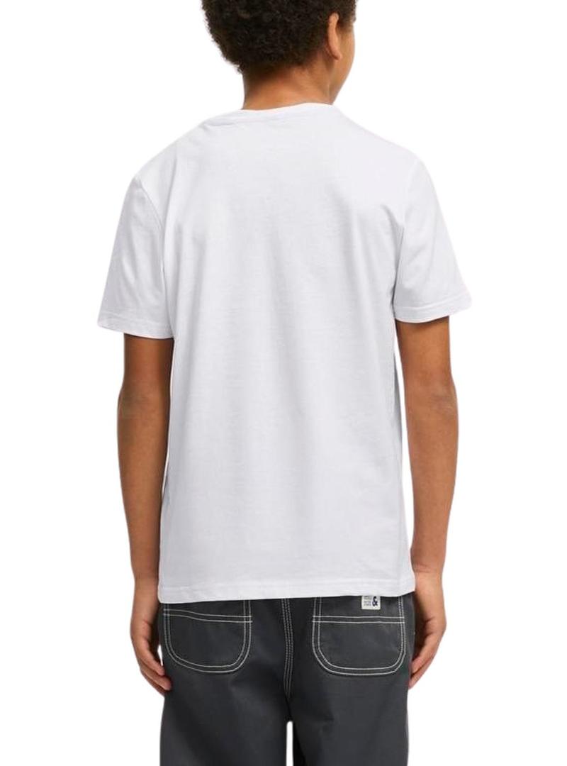 Camiseta Jack and Jones Simon branca para criança.