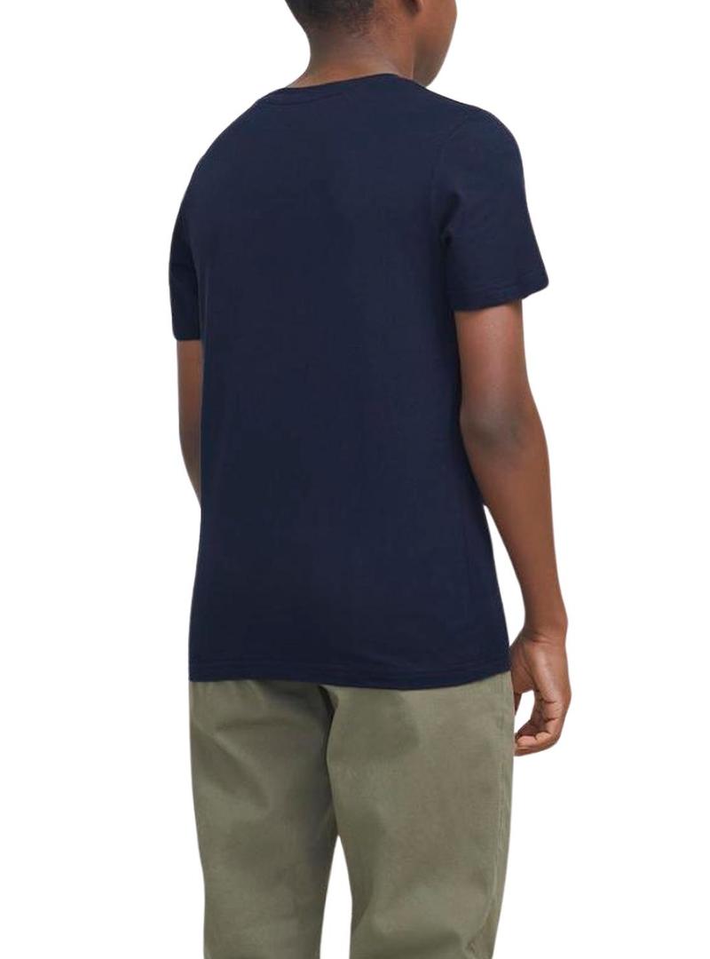 Camiseta Jack and Jones Simon azul marinho para criança.