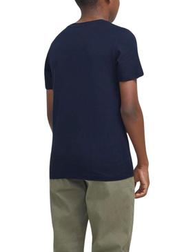 Camiseta Jack and Jones Simon azul marinho para criança.