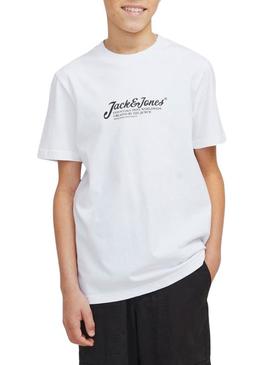 Camiseta Jack and Jones Beau branca para criança.