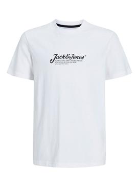 Camiseta Jack and Jones Beau branca para criança.