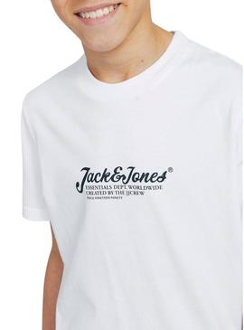 Camiseta Jack and Jones Beau branca para criança.