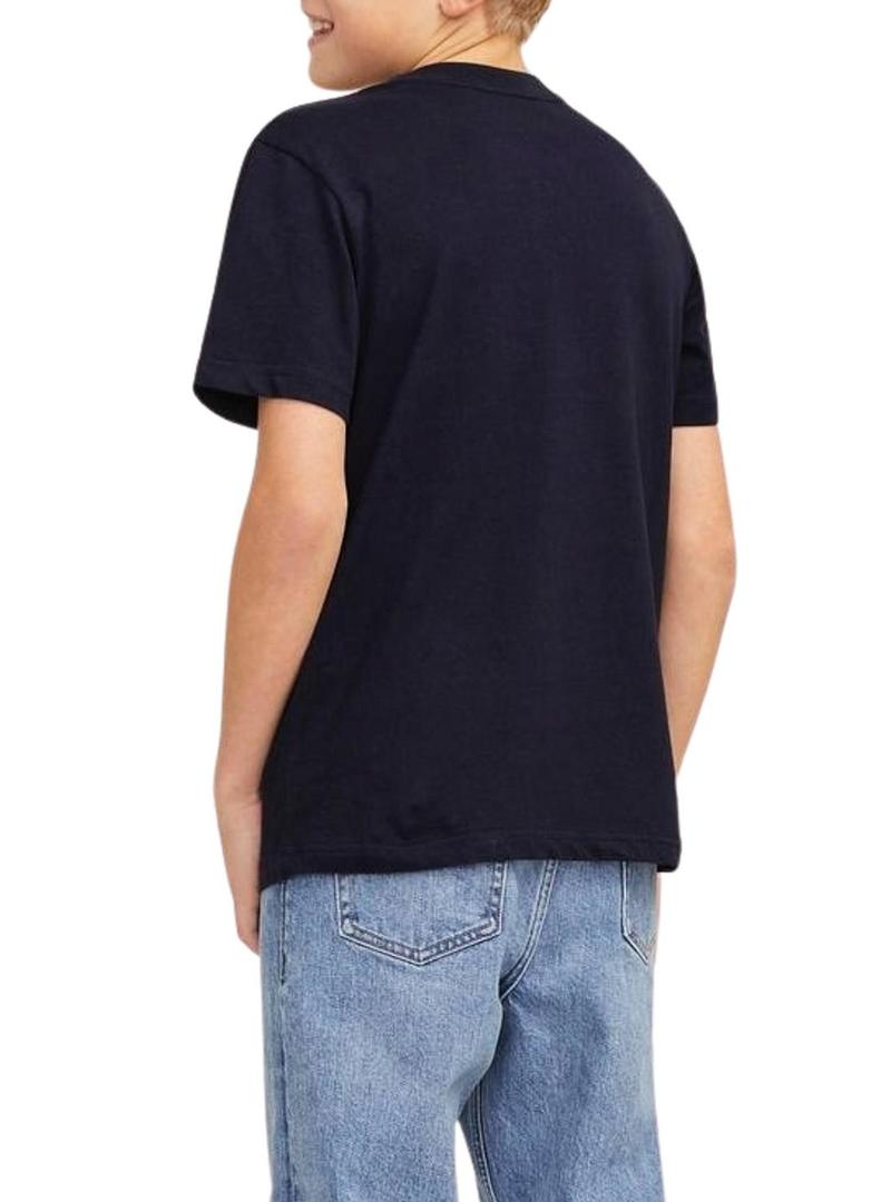 Camiseta Jack and Jones Beau marinho para menino.