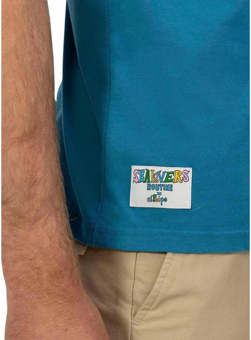 Camisa El Pulpo Café azul para homem.