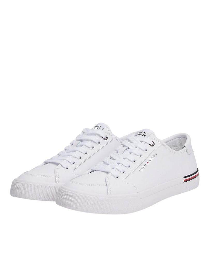 Tênis Tommy Hilfiger Core Corporate branco para homem.