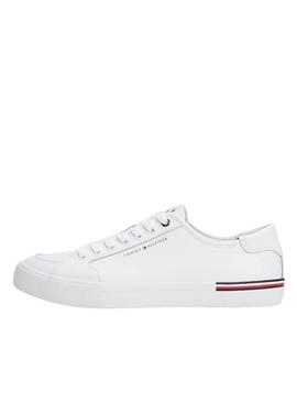 Tênis Tommy Hilfiger Core Corporate branco para homem.
