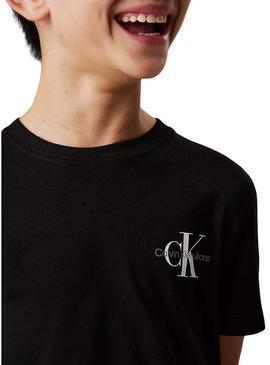 Camiseta Calvin Klein Jeans Monologo preto kids